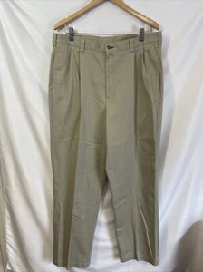 Vintage Tommy Hilfiger Pants Size 36x30 Beige Relaxed Chino Pleated - Picture 1 of 19