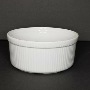 Apilco Souffle Casserole Medium Serving Bowl White Porcelain France 7.5" x 3.5" - Picture 1 of 12