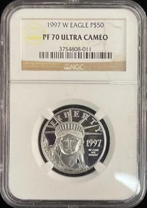 American Eagle 1997 50 $ 1/2 oz Platinmünze NGC PF 70 UC - Bild 1 von 2