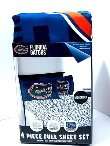 NCAA Florida Gators 4 Piece Full Sheet Set Microfiber New University UF Cover
