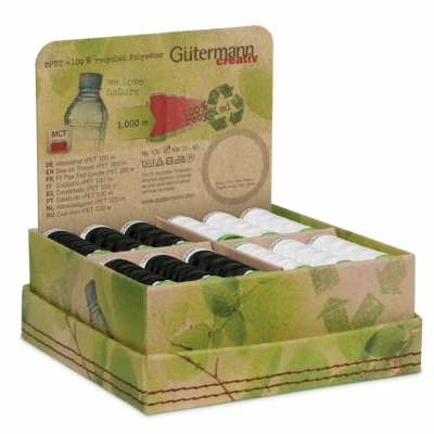 Gutermann Thread Set: Sew-All: Recycled (rPET): 24 x 100m: Black & White - Image 1 of 2