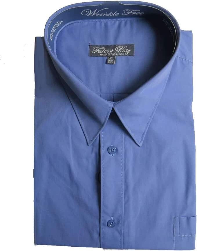 全新带标签 18 英寸/38 英寸 - 39 英寸猎鹰湾可扩展舒适领正装衬衫蓝色 BigTall — 第 1/1 张图片