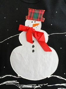 VTG 90's JERZEES Sz XL 46 Snowman + Bow Sweatshirt Crewneck Winter Xmas Made USA - Picture 1 of 7