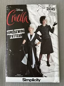 Costume Crudelia da ragazza Simplicity motivo non tagliato, S9345 A, taglie USA 7-14 - Foto 1 di 2