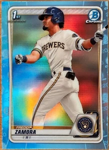 1st Bowman Chrome Draft Freddy Zamora 2020 refractor azul cielo Milwaukee Brewers - Imagen 1 de 1