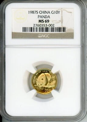 1987-S GOLD PANDA  NGC MS69 CHINA 10Y 10-YUAN MS-69 1/10 Oz. !!! - Image 1 of 2