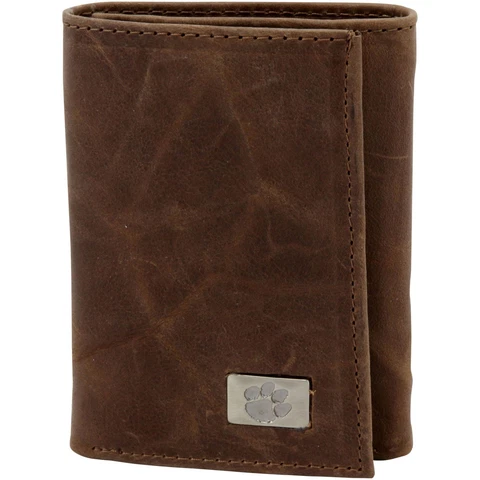 Clemson Tigers Leather Trifold Wallet with Concho Cover