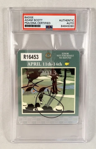 Adam Scott Signed Masters Badge 2013 PSA/DNA 1 COA Cover