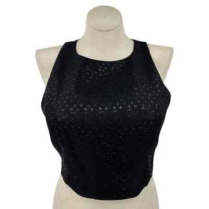 Black Crop Top Sleeveless Witchy Glam Metallic Sachin & Babi Noir Size 10 - Picture 1 of 12
