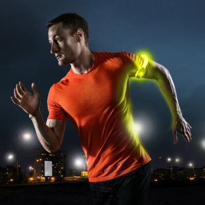 4 Yellow LED Running Armband Reflective Flashing Running Jogging High Visibility - Image 1 of 4