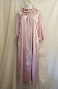 Vintage 80s Vassarette Underneath It All Lilac Nylon Shimmer Satin Zip Up Robe M - Picture 1 of 9