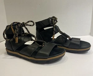 Sorel Torpeda Lace II sandali gladiatore donna taglia 9 neri pelle ballerine boho - Foto 1 di 17