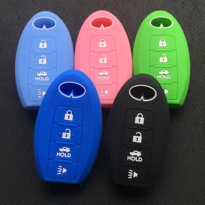 Fit Infiniti Q70 G37 4 Button Remote Smart Key Fob Silicone Skin Case Cover Car - Image 1 of 3