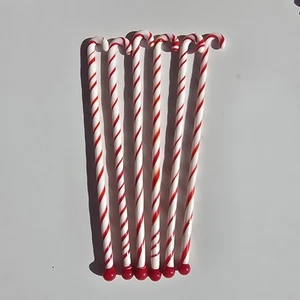 Vintage Glas Zuckerstange Rührstäbchen Rührstäbchen Swizzle Weihnachten rot weiß Set 6 - Bild 1 von 6