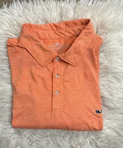 Vineyard Vines Men's Size XXL On The Go Sankaty Polo Orange/White Striped Golf - Picture 1 of 6