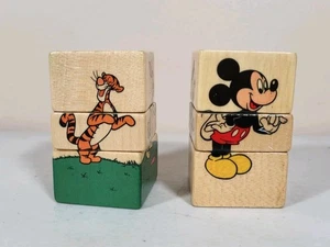Menge 2 Disney Holz Twist Puzzle Sevi Stagukan Made in Italy Mickey Pooh Tiger - Bild 1 von 7
