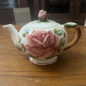 Lefton Americana geprägte Rose Teekanne mit Deckel, #952 - Bild 1 von 12