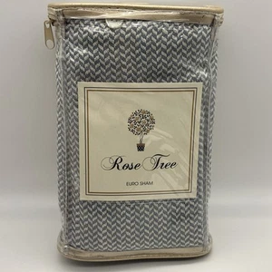 Rose Tree SHELDON Euro pillow sham moonstone blue (1) herringbone reversible new - Picture 1 of 6