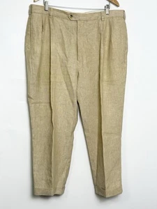 Herren Jos A Bank Traveler's Collection Leinenhose 40x27 beige Plissee gesäumt - Bild 1 von 5