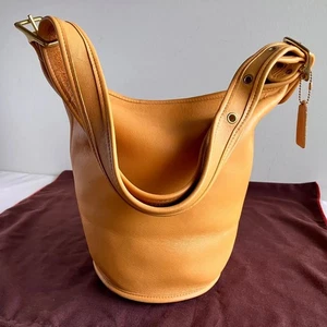 Old Coach Helens Legacy Bucket Bag Leather Yellow Vintage Used 112516 - Picture 1 of 17