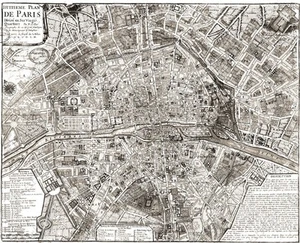 PARIS MAP HUGE VINTAGE historical PLAN FRANCE 1705 OLD ANTIQUE STYLE MAP Print - Picture 1 of 1