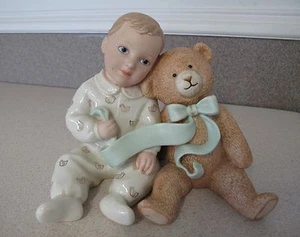 Lenox Figurine Porcelain Baby's Own Teddy Green Bow - Picture 1 of 6