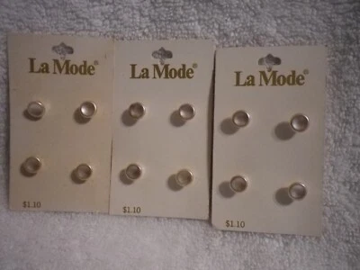 12 vintage La Mode Buttons 3 Original Cards White 1/4" 7mm JAPAN #46293 - Image 1 of 3