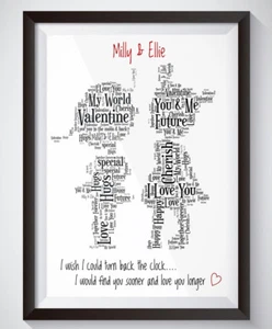 San Valentino personalizzato omosessuale coppia fidanzata per il suo fidanzamento stampa regalo - Foto 1 di 1