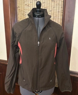 Chaqueta para mujer Danskin Now marrón cortavientos cremallera mangas extraíbles chaleco mediano Foto 1 de 4