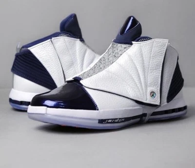耐克 Air Jordan 16 XVI 复古白色午夜海军蓝 683075-106 篮球鞋 8.5 — 第 1/4 张图片