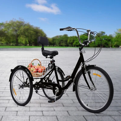 24 Zoll Dreirad 3 Räder Fahrrad Für Erwachsene Senioren Trike mit Einkaufskorb - Bild 1 von 4