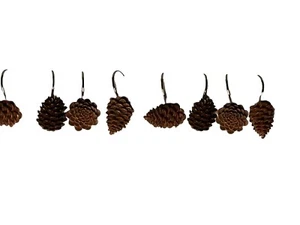 Pine Cone Shower Curtain Hooks Hanger Holder Cabin Rings Country Woods Tree - Picture 1 of 8