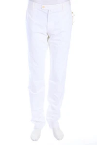 LUIGI BORRELLI NAPOLI Pantalones Algodón 54 Blanco Nuevo - Imagen 1 de 5
