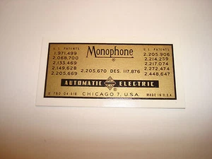 Monophone Automatic Electric Decal Antique telephones - Picture 1 of 1