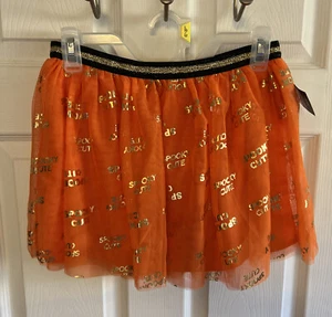 NWT LARGE (10-12), GIRLS Orange SPOOKY Fall Halloween Tutu Skirt, - Picture 1 of 3