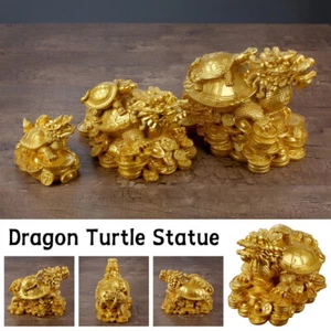 Chinese Feng Shui Dragon Turtle Tortoise Gift Statue Home Office Decor Lucky - Picture 1 of 16