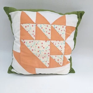 Vintage May day basket pieced quilt throw pillow cotton corduroy country cottage - Picture 1 of 7