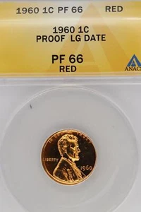 1960 Lincoln Memorial Cent ANACS PF66RD LG DT *DoubleJCoins* JL1100-257 - Picture 1 of 2