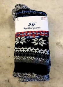 NEW Ladies Dearfoams Double Layer Slipper Socks Sz 4-10 - Picture 1 of 3