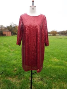 All Over Red Sequin Party Dress Lined M&S COLLECTION Plus Size 20S BNWT RRP £75 - Picture 1 of 4