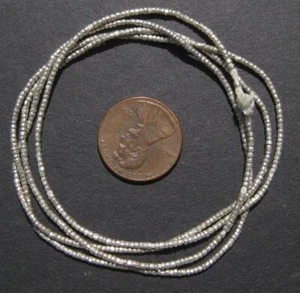 White Tiny Heishi Ethiopian Beads 1mm African Silver White Metal Handmade - Picture 1 of 1