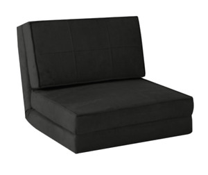 Your Zone Ultra Soft Suede 3 Position Convertible Flip Chair, Black