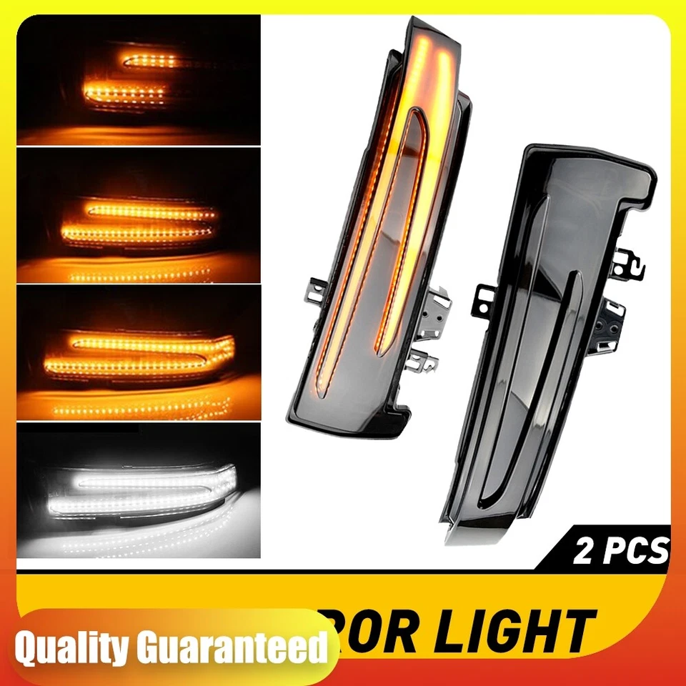 2X Luz LED de señal de giro de espejo lateral ámbar blanco para Mercedes Benz Clase GLK Foto 1 de 4