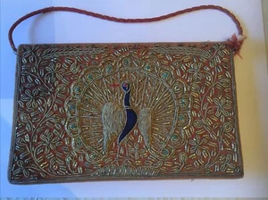 Embroidered Circa 1920s Zardozi Indian Peacock Handbag. Read Desc. - Picture 1 of 11