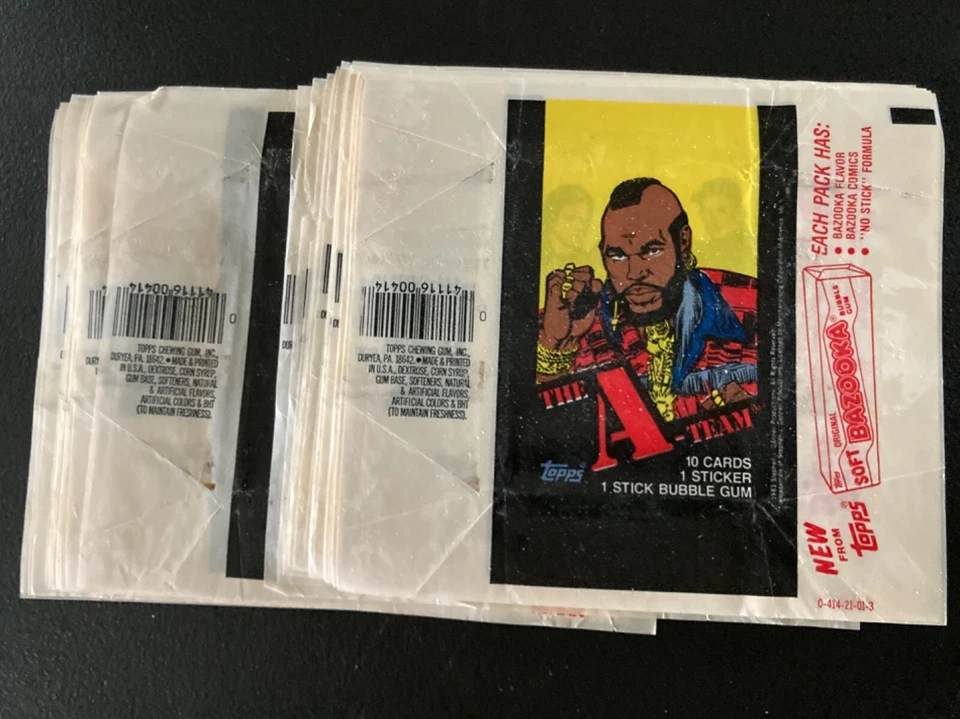 1983 Topps The A-Team Empty Wax Pack Wrappers - 36 Wrappers - Image 1 of 1