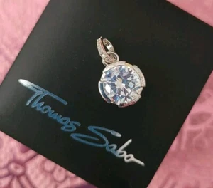 Thomas Sabo Diamantierter Solitär Zirkon Anhänger 925Sterlingsilber OVP Neu - Bild 1 von 4