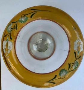 Vintage Hand painted Enamel Depression glass Pedestal Compote Bowl - Picture 1 of 3