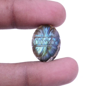 16.5 CT Natural Blue Fire Labradorite Cabochon 20x15x7 mm Flower Carved Gemstone - Picture 1 of 6