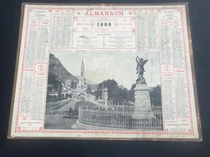 Ancien calendrier almanach des postes 1898 Lourdes BON ETAT - Picture 1 of 2