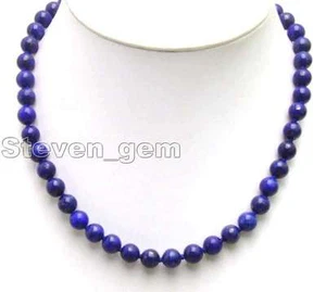 10mm Round Blue Natural Lapis Lazuli Necklace for Woman Choker 17" Necklace 5854 - Picture 1 of 6